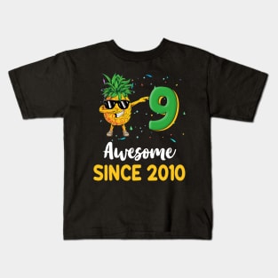 9th Birthday Pineapple Dabbing 9 Years Old Kids T-Shirt